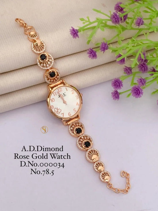 Ad Diamond Rose Gold Designer Watches 33 Ad Diamond Watch - Amrah Wholesale