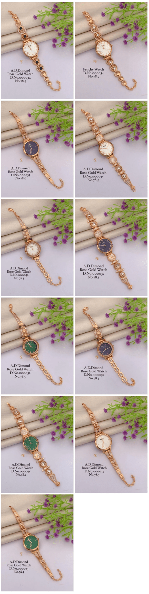 Ad Diamond Rose Gold Designer Watches 33 Ad Diamond Watch - Amrah Wholesale