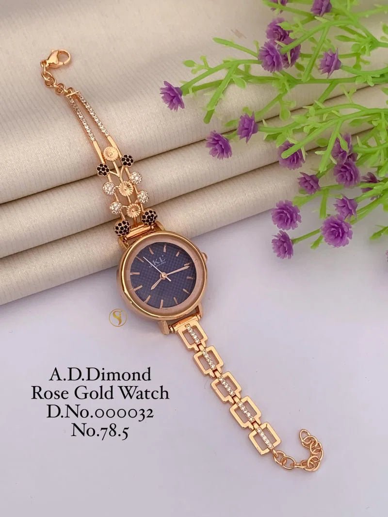Ad Diamond Rose Gold Designer Watches 33 Ad Diamond Watch - Amrah Wholesale