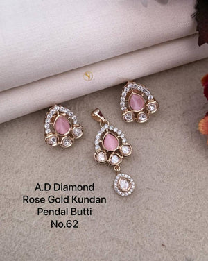 Ad Diamond Rose Gold Kundan Pendal Butti 04