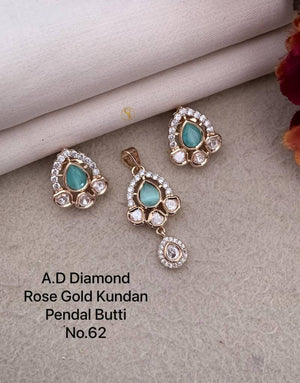 Ad Diamond Rose Gold Kundan Pendal Butti 04