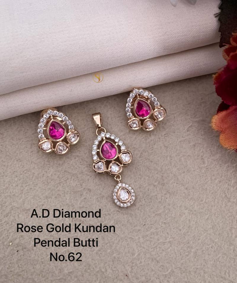 Ad Diamond Rose Gold Kundan Pendal Butti 04
