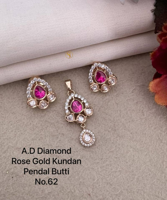 Ad Diamond Rose Gold Kundan Pendal Butti 04