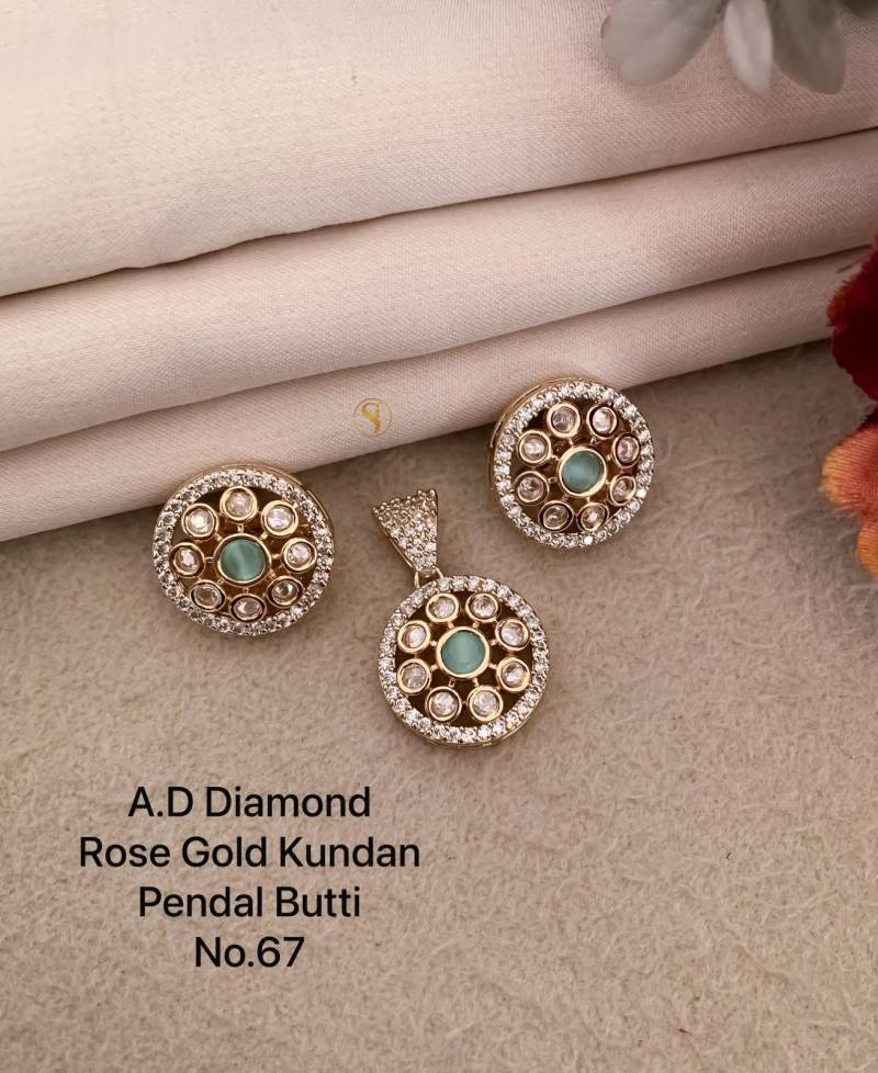 Ad Diamond Rose Gold Kundan Pendal Butti 04
