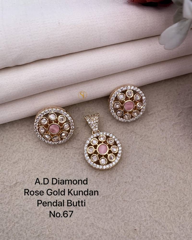 Ad Diamond Rose Gold Kundan Pendal Butti 04