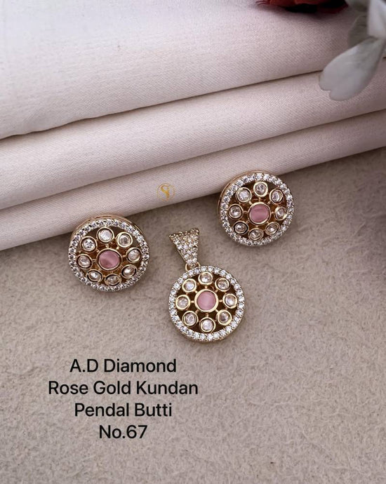 Ad Diamond Rose Gold Kundan Pendal Butti 04