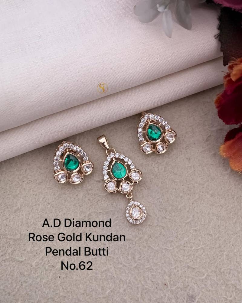 Ad Diamond Rose Gold Kundan Pendal Butti 04