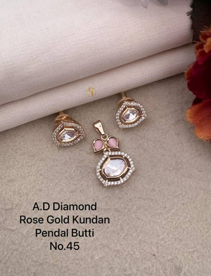 Ad Diamond Rose Gold Kundan Pendal Butti 02