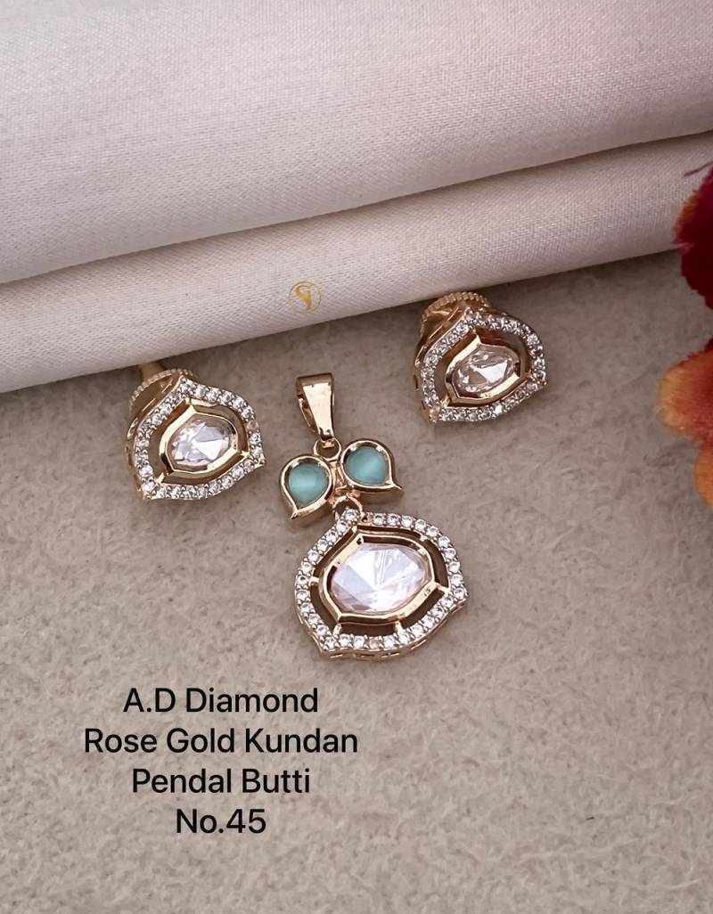 Ad Diamond Rose Gold Kundan Pendal Butti 02