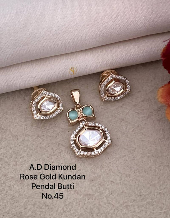 Ad Diamond Rose Gold Kundan Pendal Butti 02