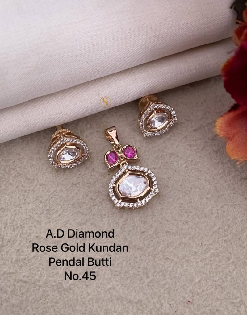 Ad Diamond Rose Gold Kundan Pendal Butti 02