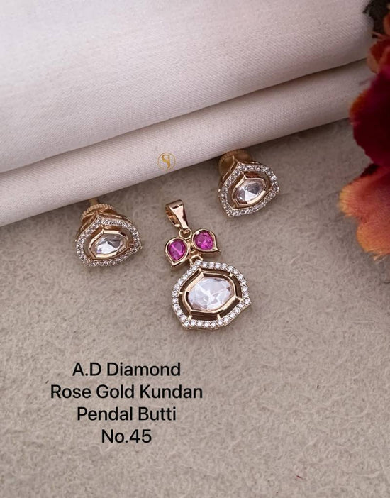 Ad Diamond Rose Gold Kundan Pendal Butti 02