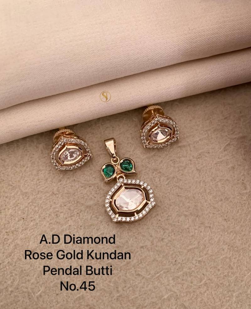 Ad Diamond Rose Gold Kundan Pendal Butti 02