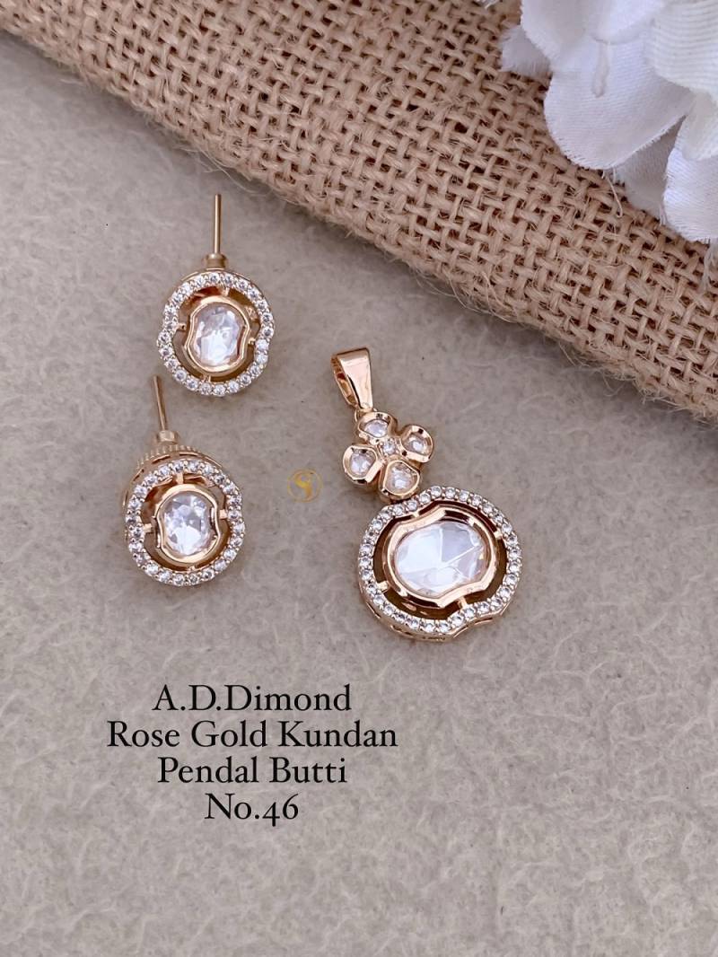 Ad Diamond Rose Gold Kundan Pendal Butti 02