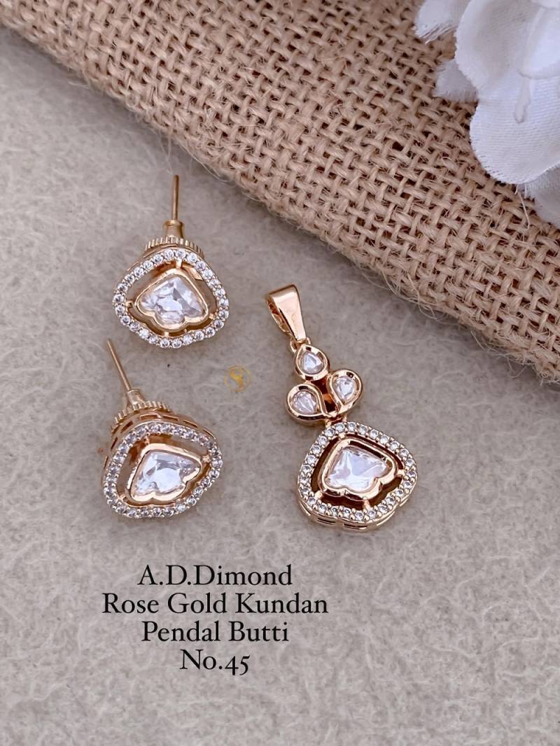 Ad Diamond Rose Gold Kundan Pendal Butti 02