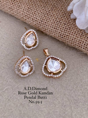 Ad Diamond Rose Gold Kundan Pendal Butti 03