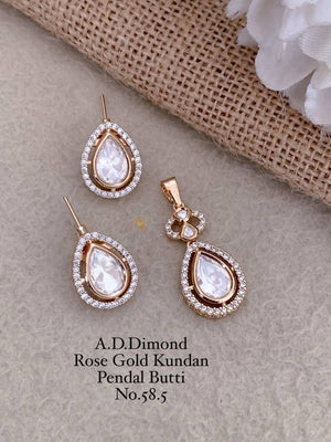 Ad Diamond Rose Gold Kundan Pendal Butti 03