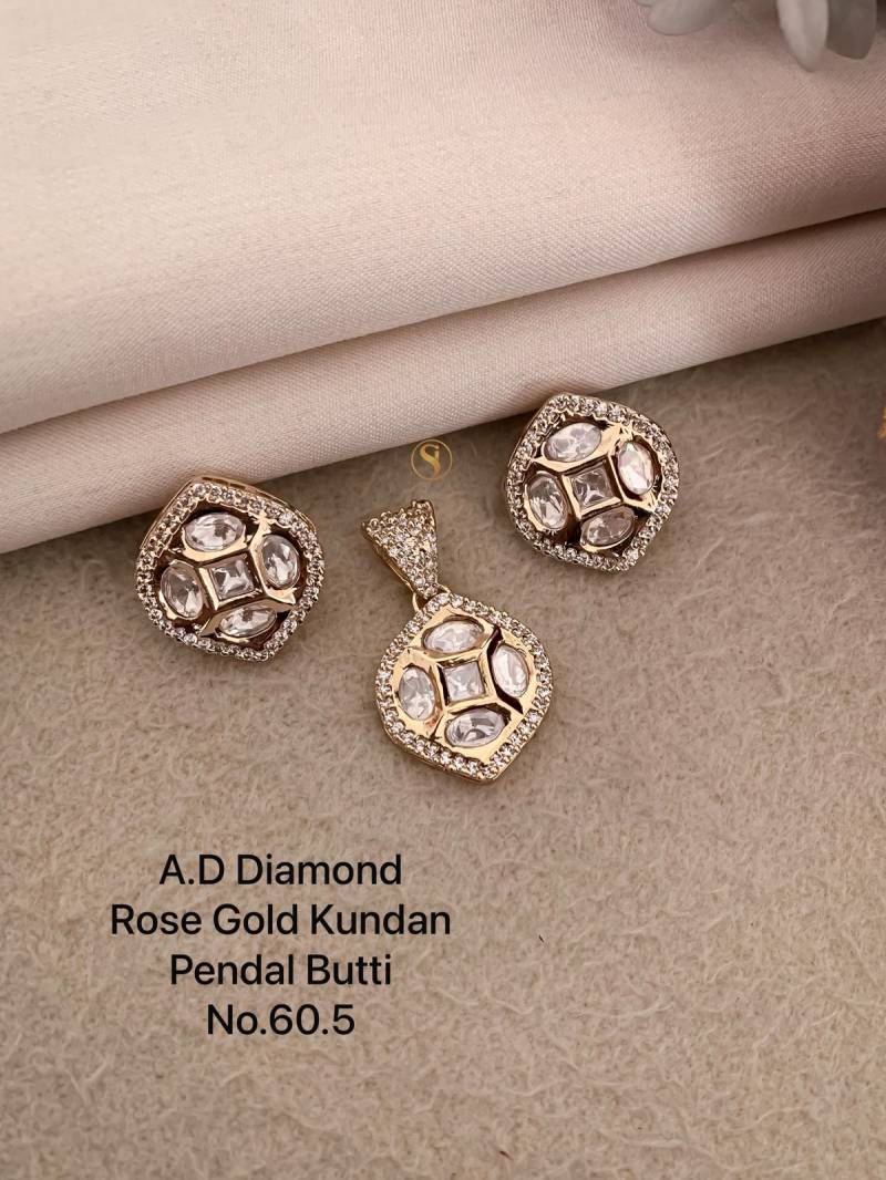 Ad Diamond Rose Gold Kundan Pendal Butti 03