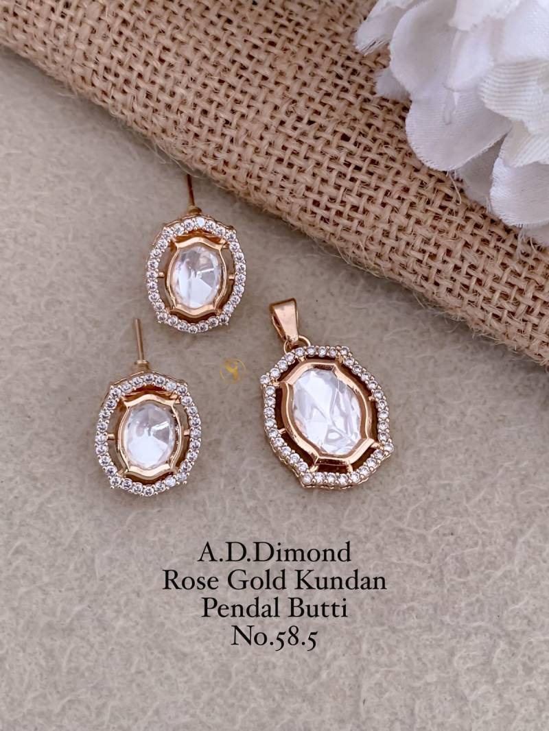 Ad Diamond Rose Gold Kundan Pendal Butti 03