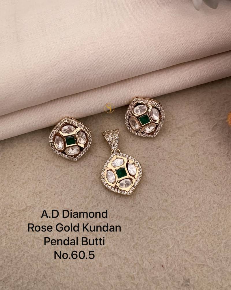 Ad Diamond Rose Gold Kundan Pendal Butti 03