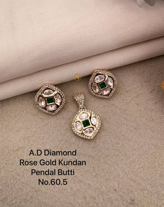Ad Diamond Rose Gold Kundan Pendal Butti 03