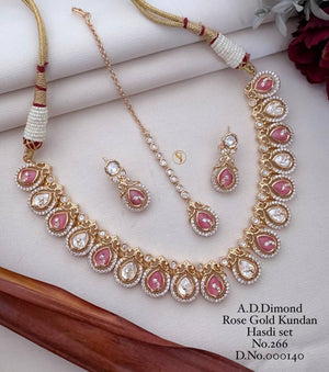 Ad Diamond Rose Gold Kundan Hasdi Set 11