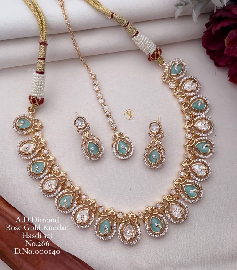 Ad Diamond Rose Gold Kundan Hasdi Set 11