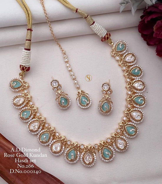 Ad Diamond Rose Gold Kundan Hasdi Set 11