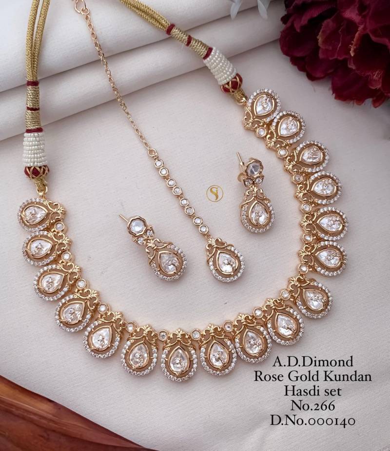 Ad Diamond Rose Gold Kundan Hasdi Set 11