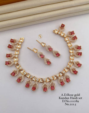 Ad Diamond Rose Gold Kundan Hasdi Set 12
