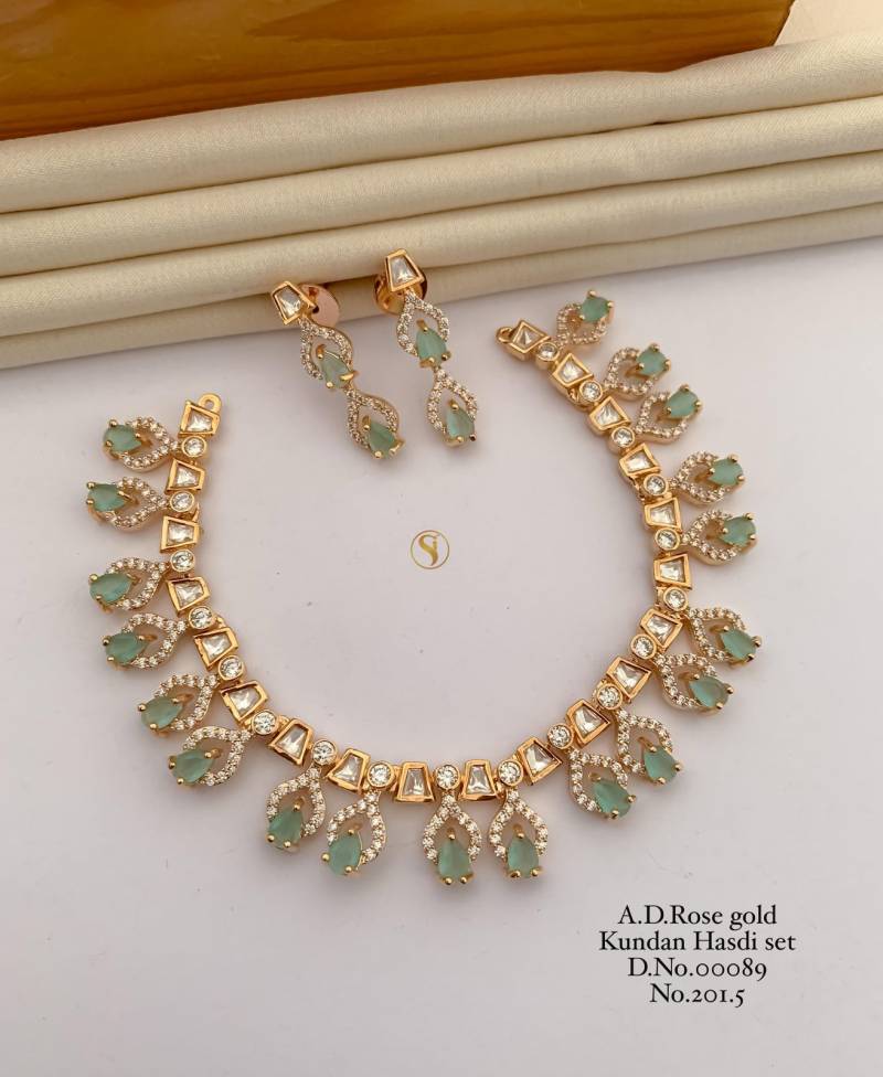 Ad Diamond Rose Gold Kundan Hasdi Set 12