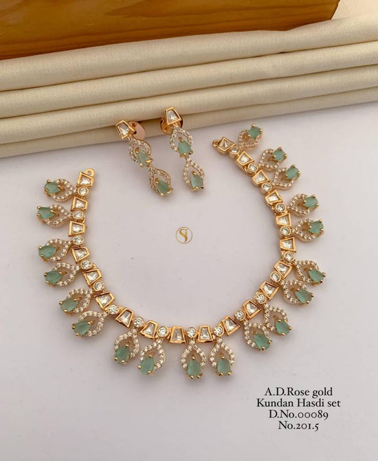Ad Diamond Rose Gold Kundan Hasdi Set 12