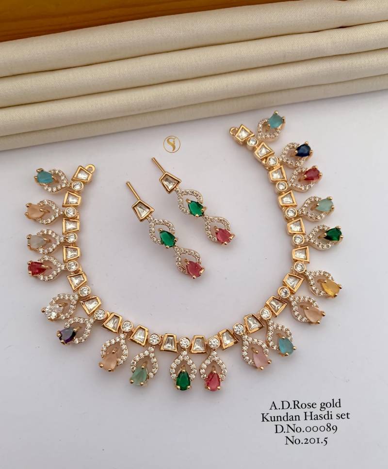 Ad Diamond Rose Gold Kundan Hasdi Set 12