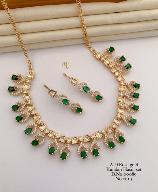Ad Diamond Rose Gold Kundan Hasdi Set 12