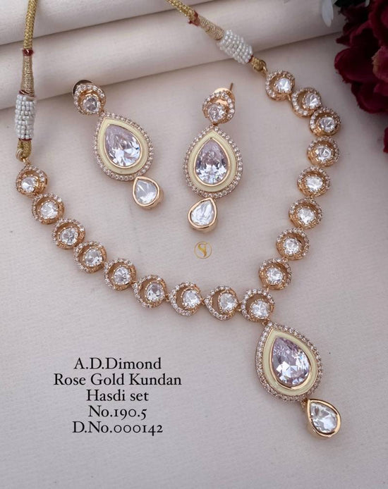 Ad Diamond Rose Gold Kundan Hasdi Set 2