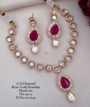 Ad Diamond Rose Gold Kundan Hasdi Set 2