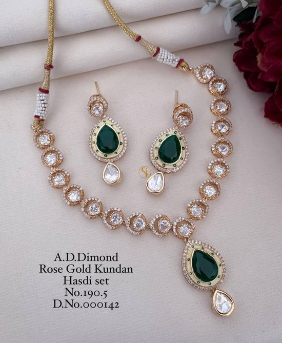 Ad Diamond Rose Gold Kundan Hasdi Set 2