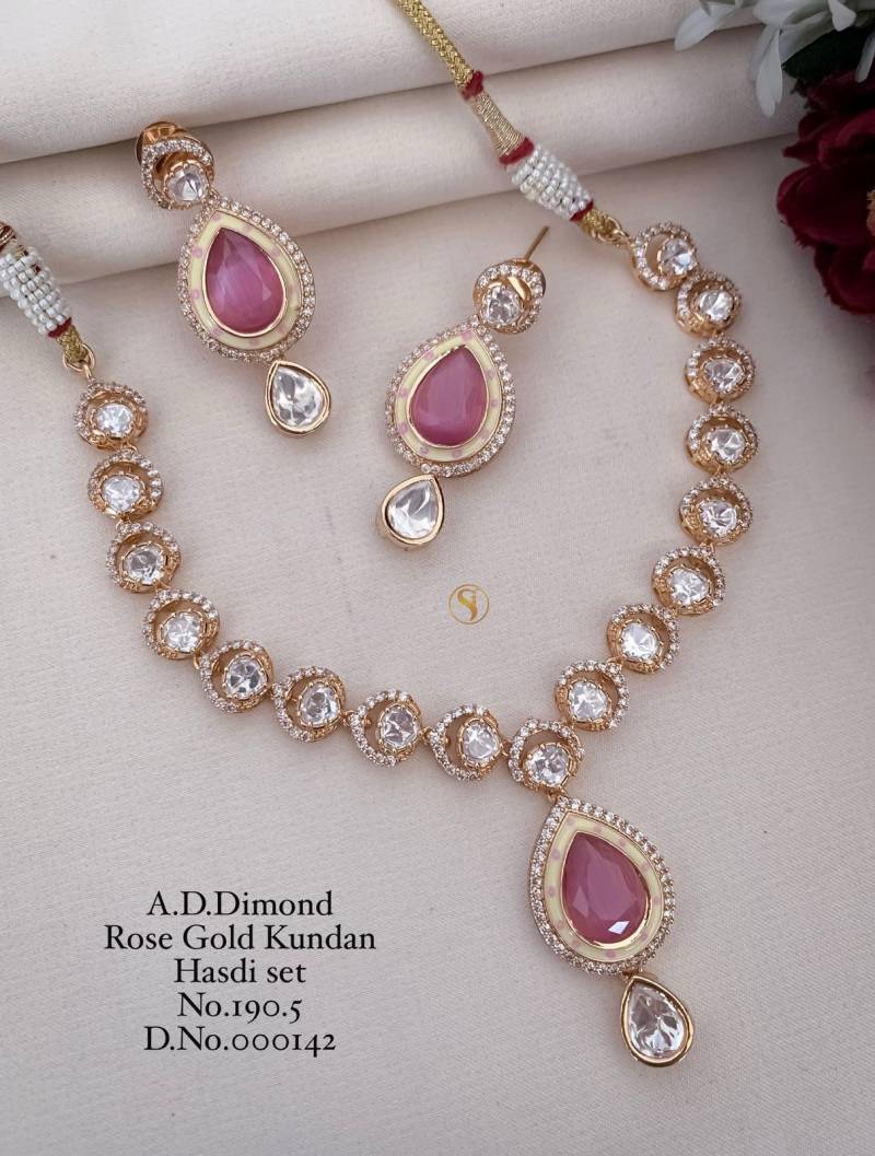Ad Diamond Rose Gold Kundan Hasdi Set 2
