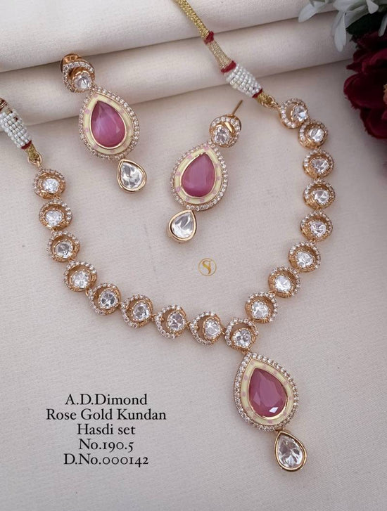 Ad Diamond Rose Gold Kundan Hasdi Set 2