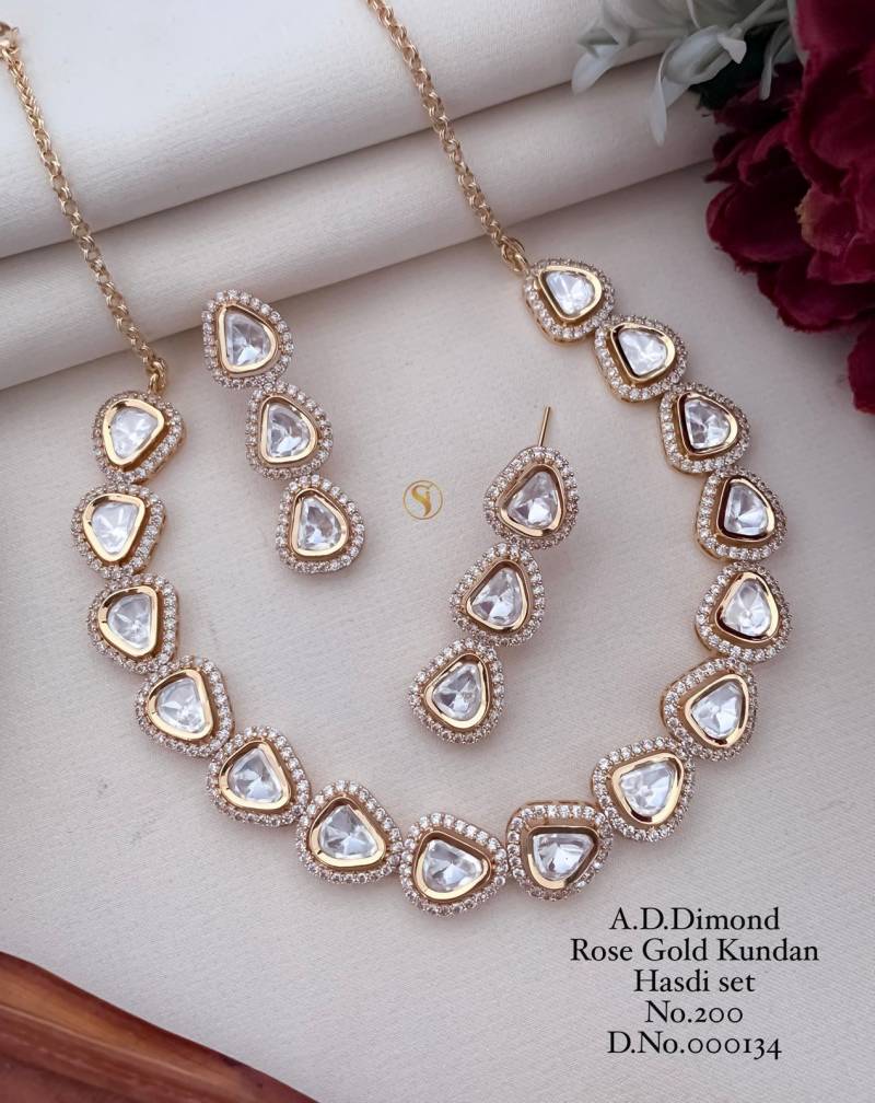 Ad Diamond Rose Gold Kundan Hasdi Set 3