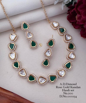 Ad Diamond Rose Gold Kundan Hasdi Set 3