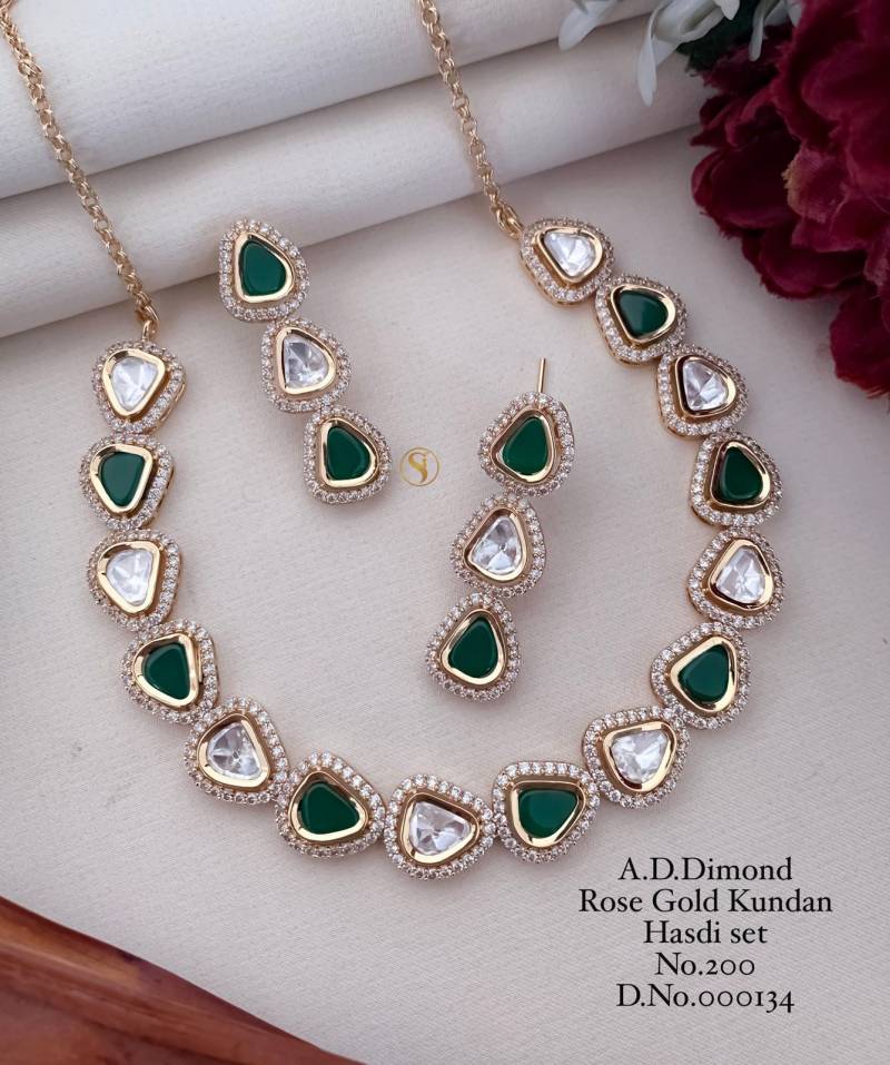 Ad Diamond Rose Gold Kundan Hasdi Set 3