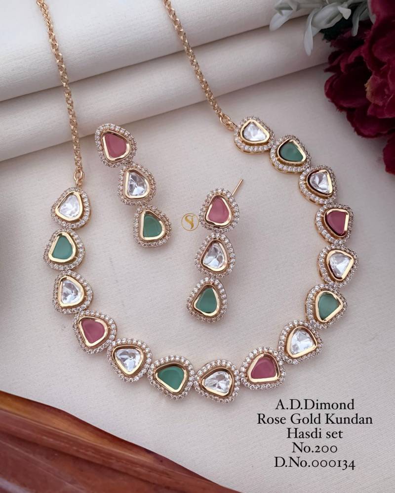 Ad Diamond Rose Gold Kundan Hasdi Set 3