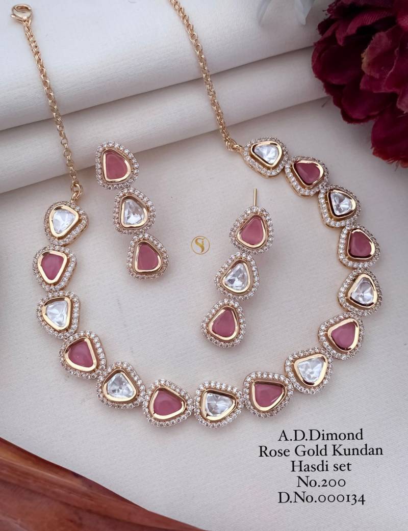 Ad Diamond Rose Gold Kundan Hasdi Set 3