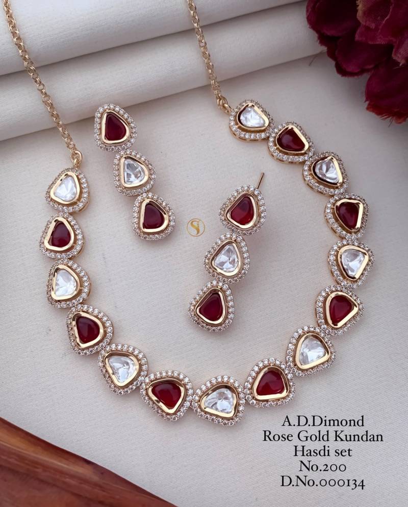 Ad Diamond Rose Gold Kundan Hasdi Set 3