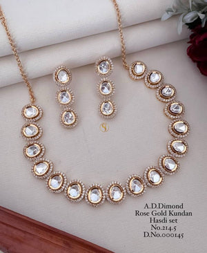 Ad Diamond Rose Gold Kundan Hasdi Set 4