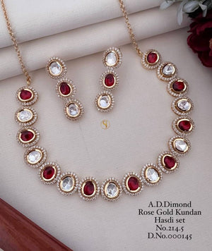 Ad Diamond Rose Gold Kundan Hasdi Set 4