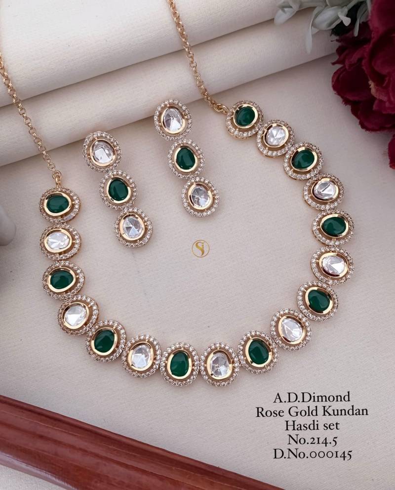 Ad Diamond Rose Gold Kundan Hasdi Set 4