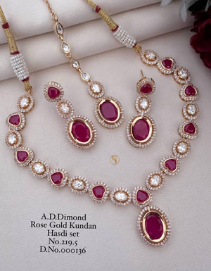 Ad Diamond Rose Gold Kundan Hasdi Set 5