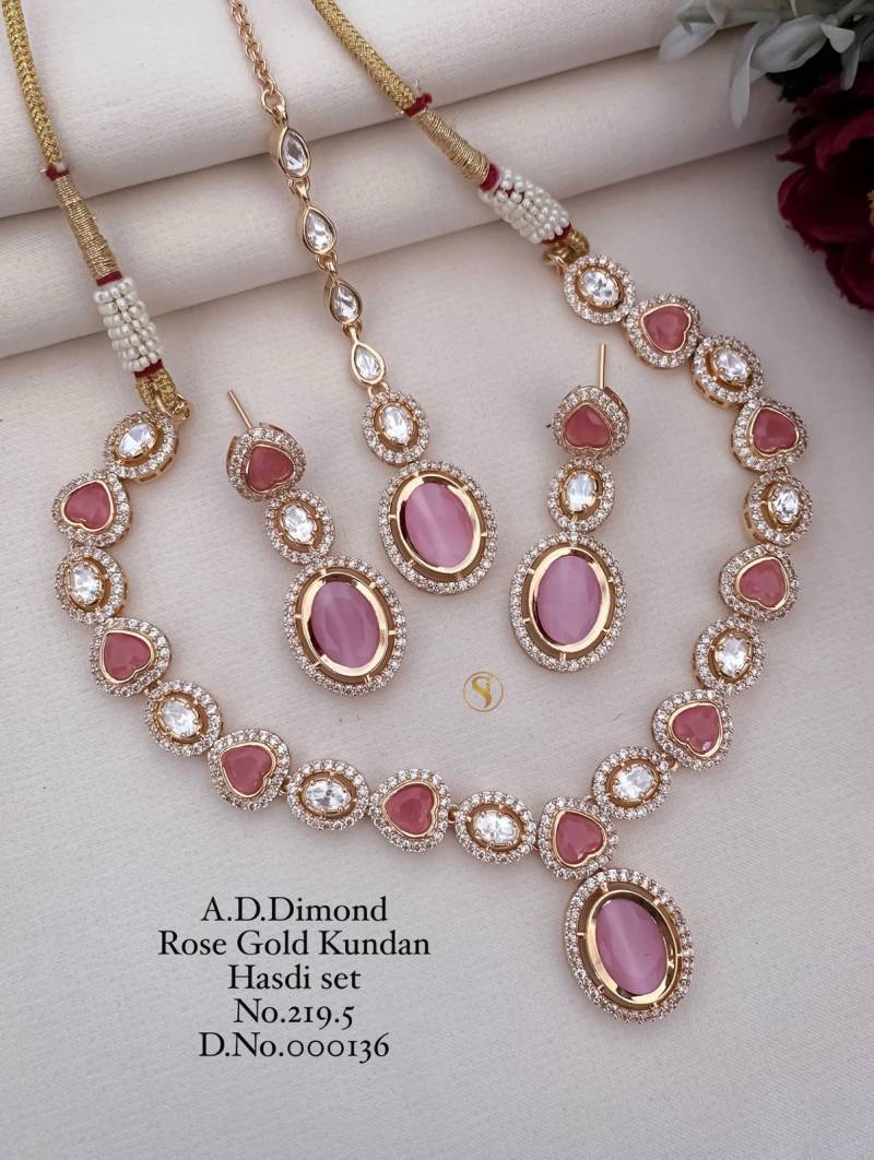 Ad Diamond Rose Gold Kundan Hasdi Set 5